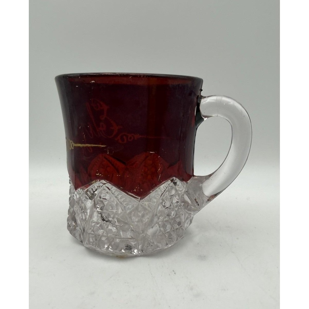 Vintage Ruby Flash Glass Mug Eliza 1910 Personalized Souvenir Cup 3" Tall - Picture 2 of 7